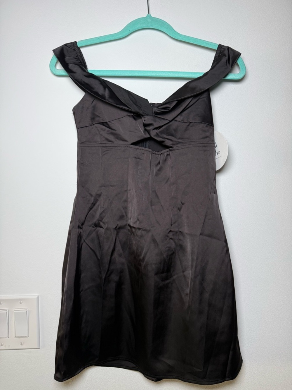 Princess Polly Black Satin Off-Shoulder Mini Dress
